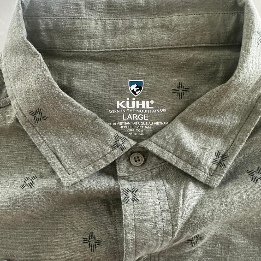 NWT KUHL Men's Getaway Shirt in Aloe Collared Button Up Hemp Performance Large - Picture 2 of 7